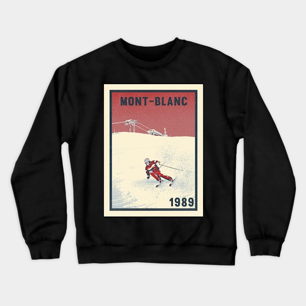 Mont-Blanc ski mountains 1985 vintage retro 80's Crewneck Sweatshirt by Captain-Jackson